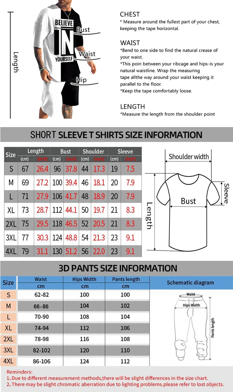 Men 2 Piece Sets 3D Printed Casual Trend Oversized Summer Sportwear Suit Short image 3