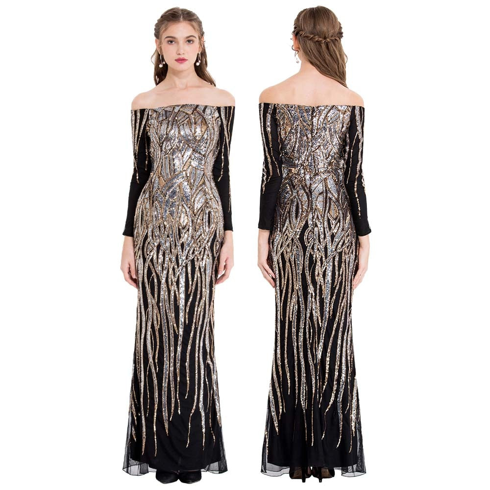 Angel-fashions Formal Evening Dresses Sparkling Gold Art-Deco Sequin Vintage Ho image 2