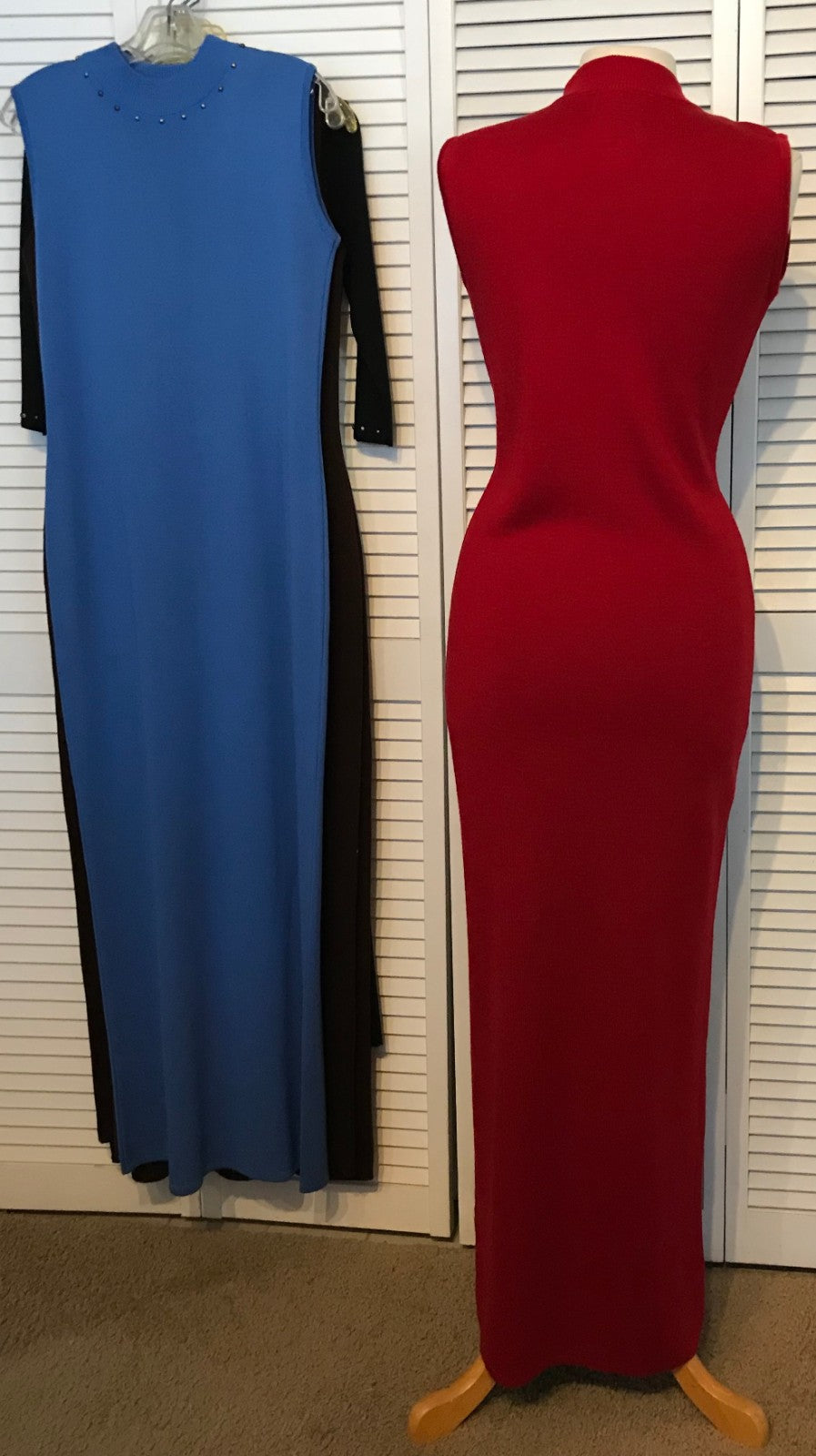 Aurora Women Dress Knit Red Lite Round-Collar Sleeveless Full-Length Size XL image 1