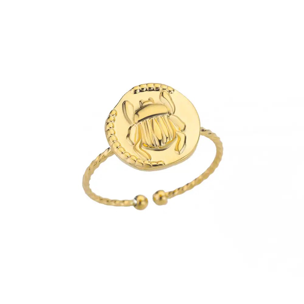 Jesus Cross Rings For Women Men Metal Golden Wide Large Adjustable Ring Vintage image 6