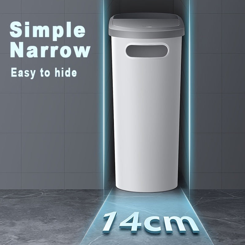 2/1 Pack Bathroom Trash Can, Small and Durable Plastic Trash Can with Built-in  image 5