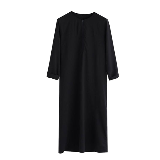Muslim Robe Muslim Male Shirt with Zipper Design Loose Neck Muslim Clothing image 0