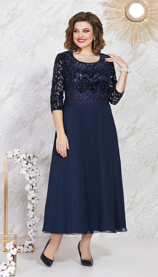 Plus Size PYL⭐ Womens Elegant Lace Slim Fit Ruffled Midi Dresses Ladies Chiffon image 0
