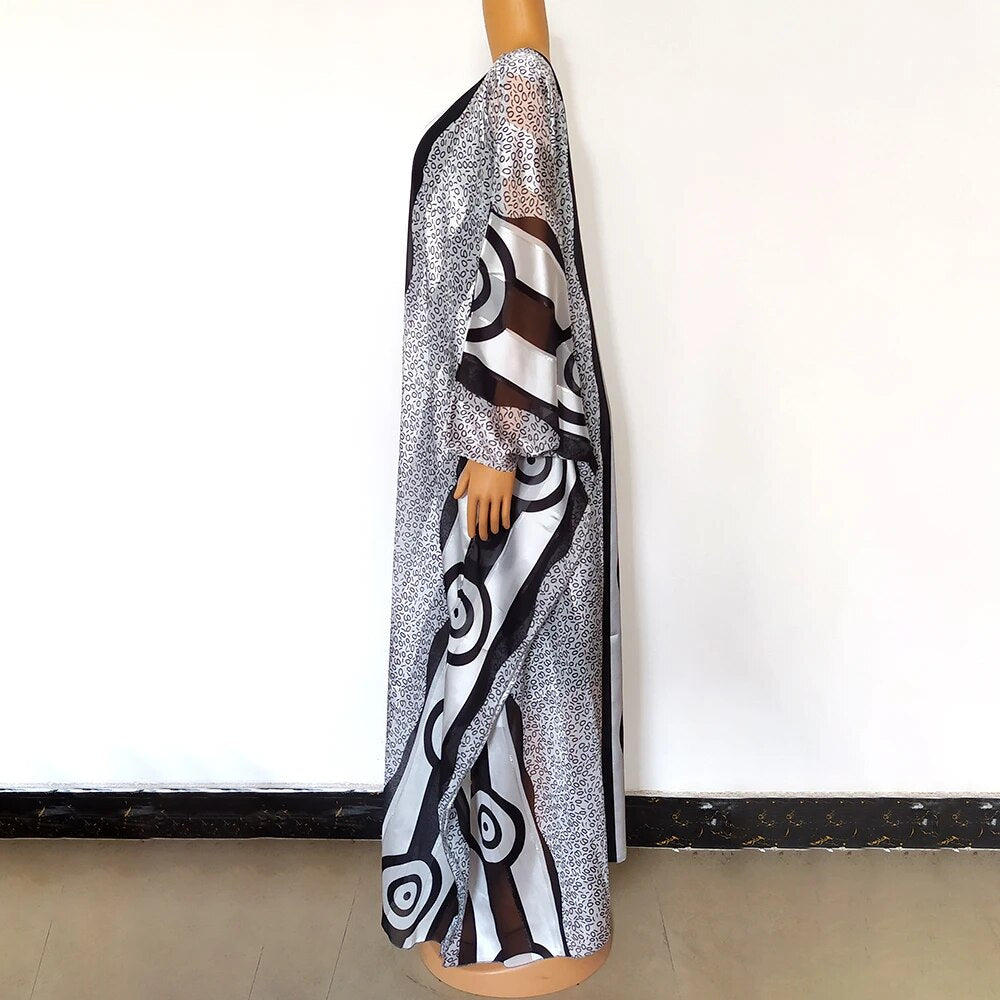 Fashion 2023 Nigerian Elegant Clothing Abaya Muslim Dress Leopard Geometry Dash image 2