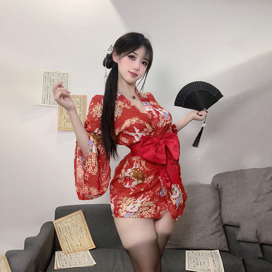 Japanese Sweet Kimono Robe Lingerie Dress Sakura Cardigan Nightgowns Women Sexy image 0