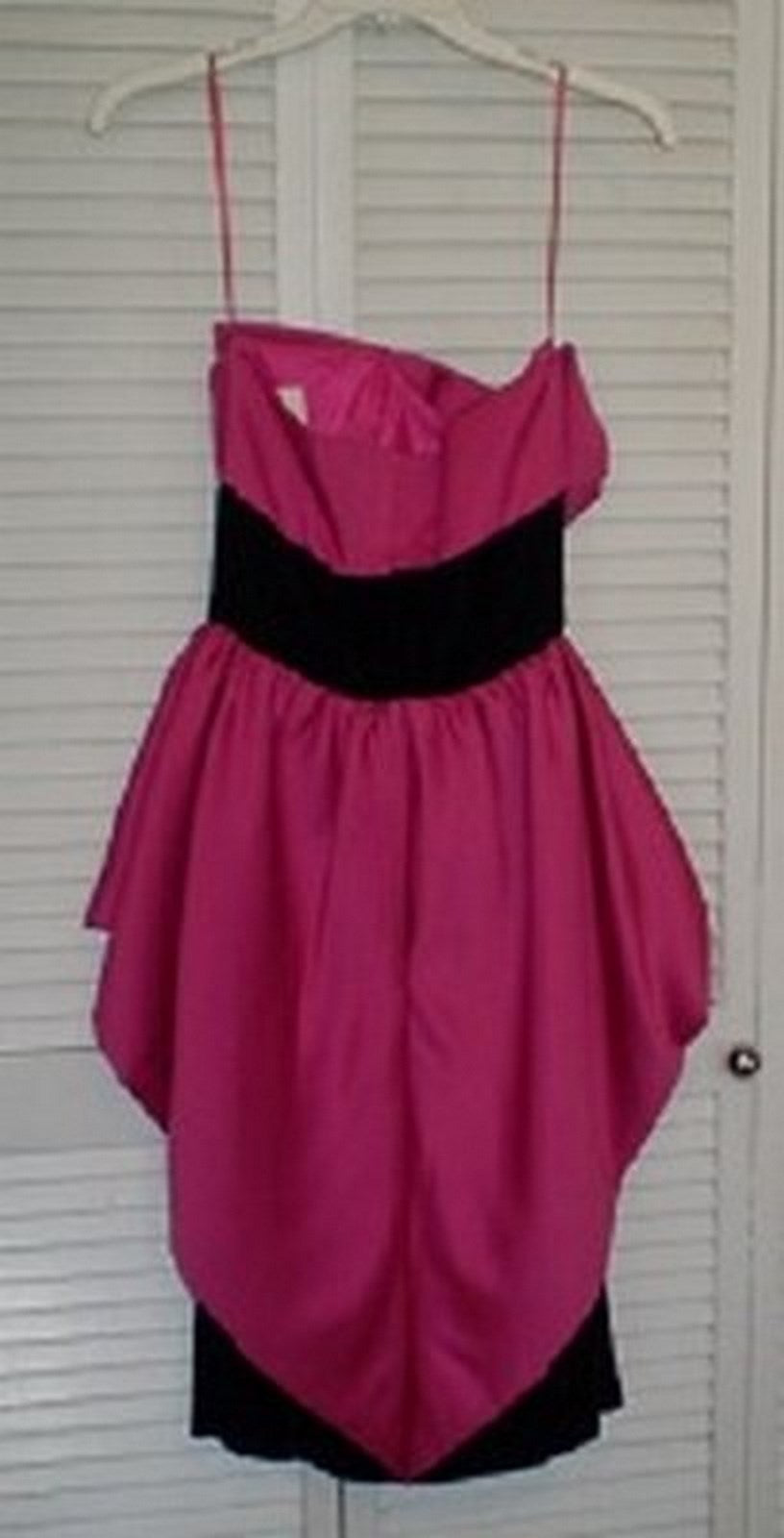 Victor Costa Women Dress Satin Red Velvet Black at Waist Midi Size 4 image 1