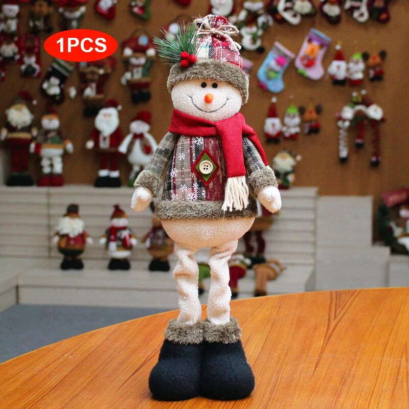 Christmas Dolls Tree Decor New Year Ornament Reindeer Snowman Santa Claus Stand image 1