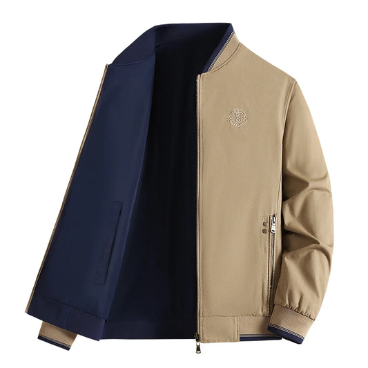 Spring Bomber Jacket Reversible Men Cotton Black Baseball Jacket Embroidery Aut image 0
