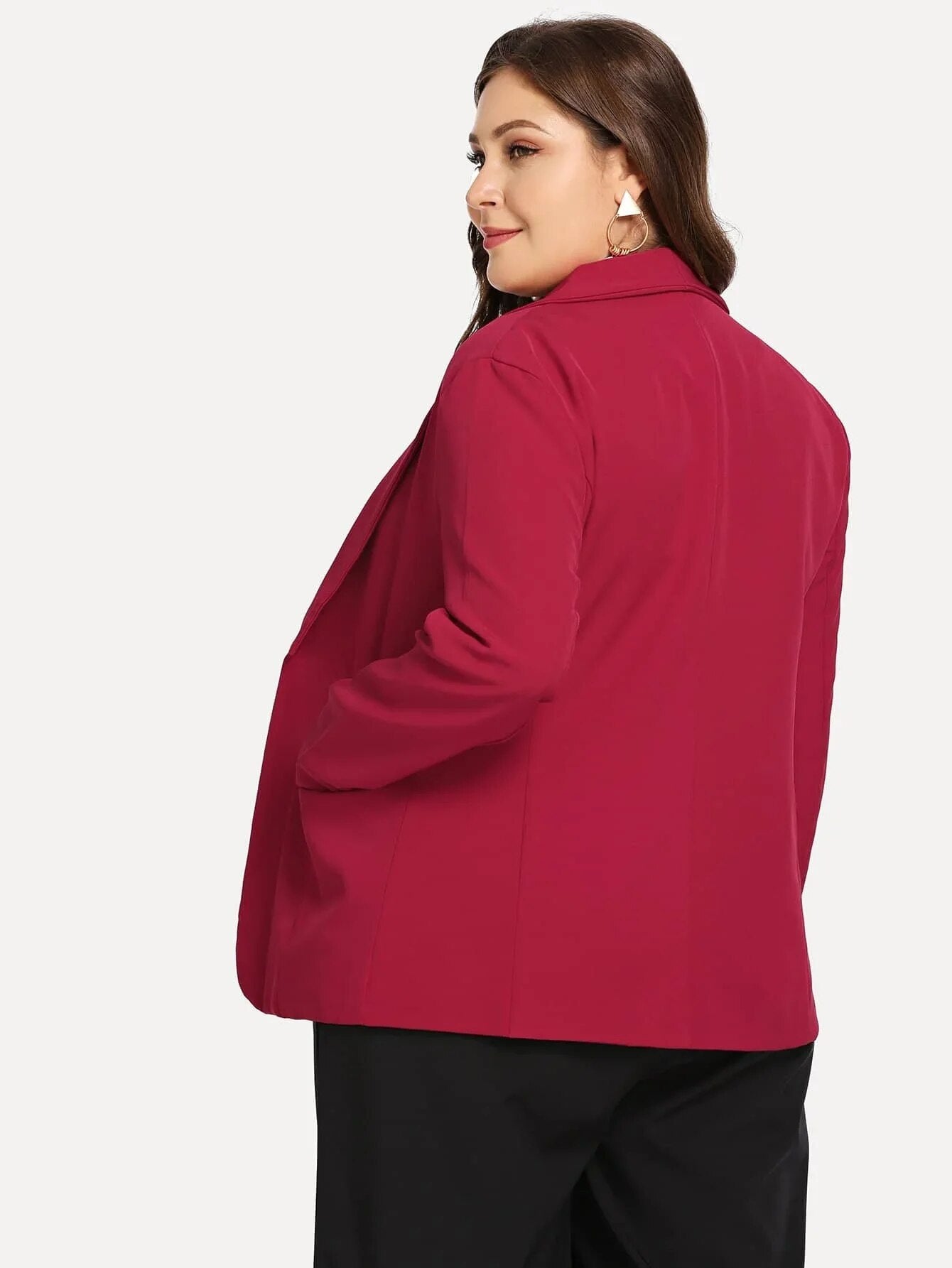 Plus Size Open Front Casual Blazer Women Long Sleeve Pocket Shawl Collar Spring image 5