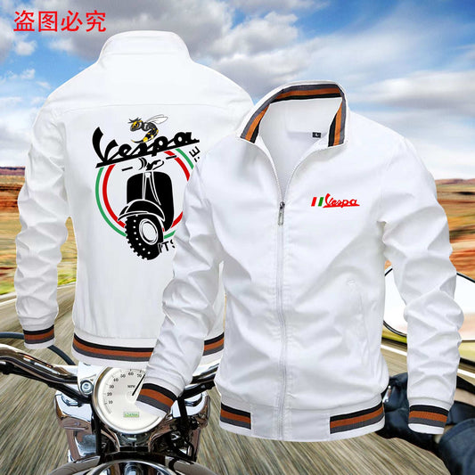 2024 New Men's Casual Motion Jacket Vespa Motorcycle Logo Printed Windproof Sta image 0