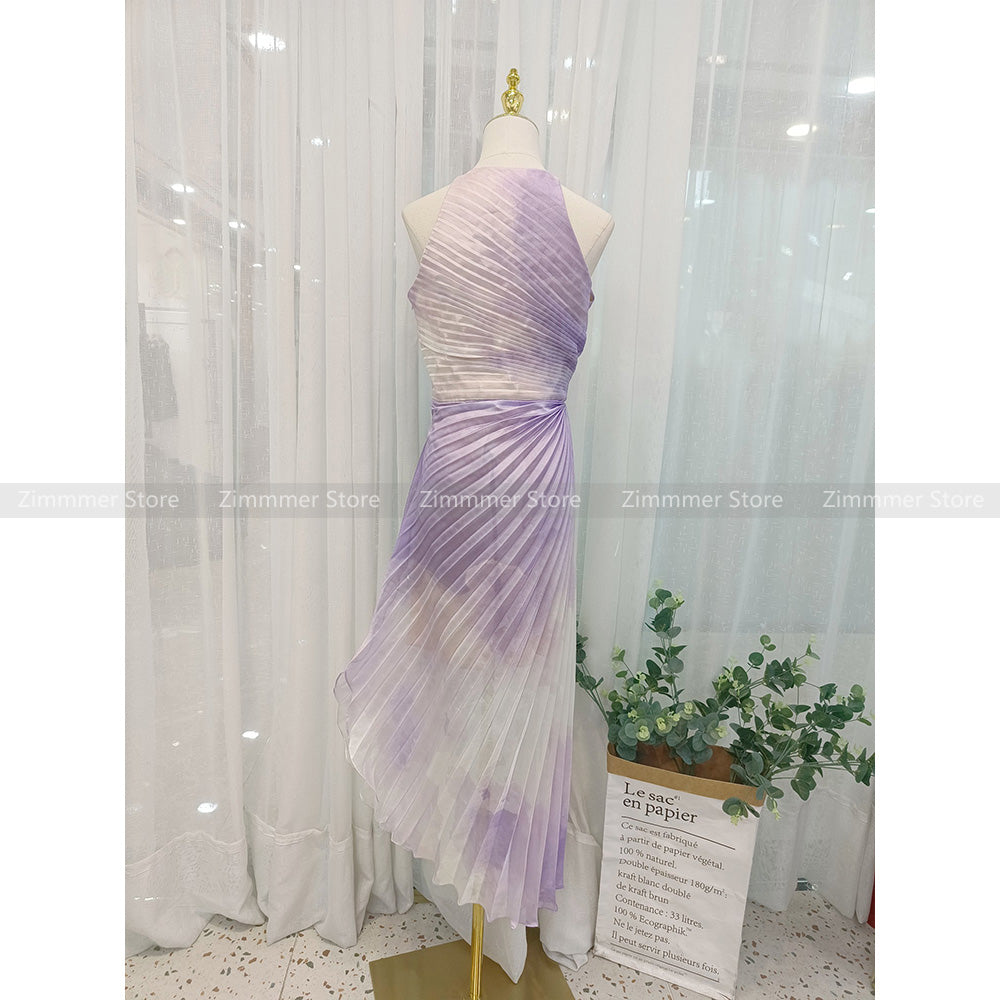 Vietnam niche light luxury 2024 summer new round neck pleated design waisted dr image 2