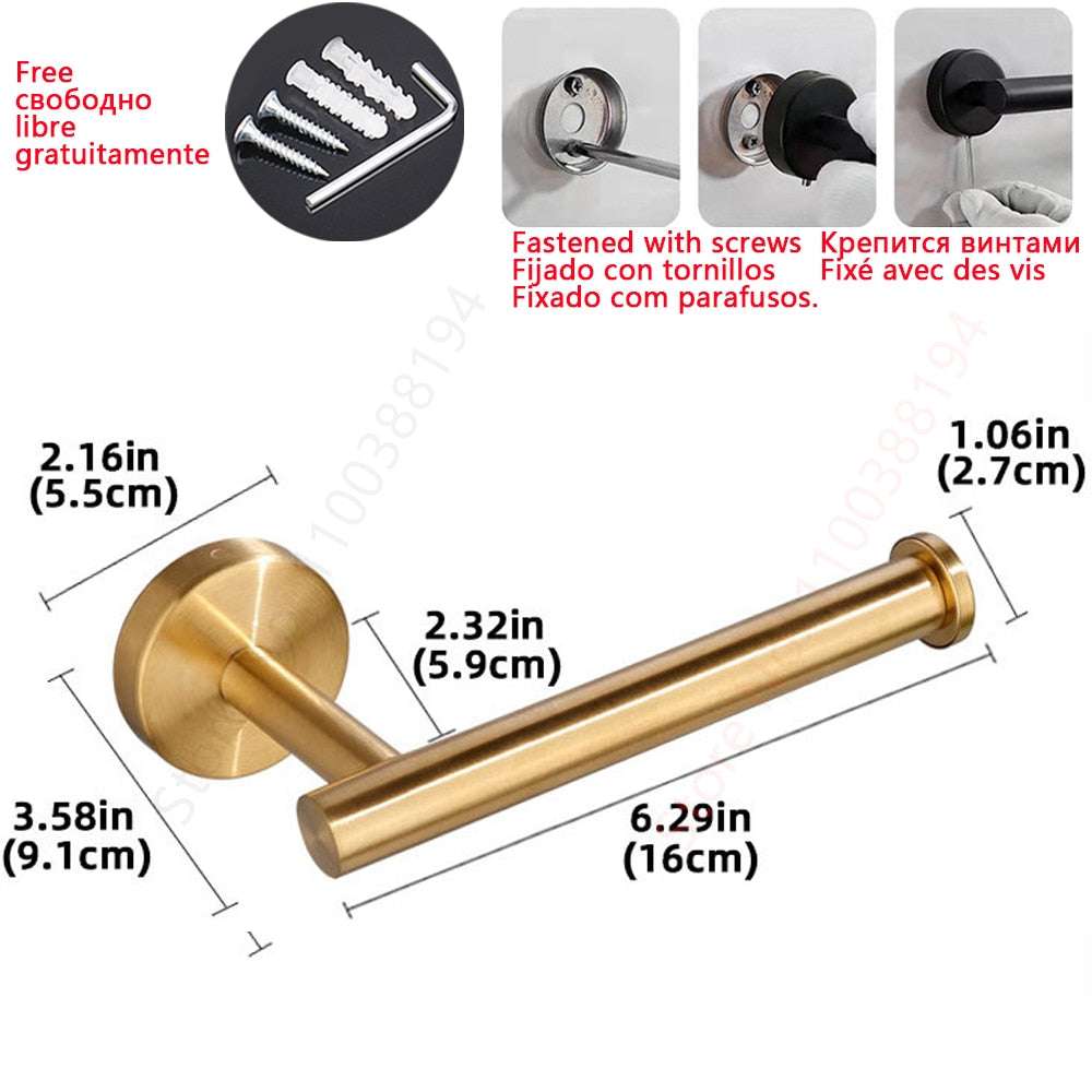 Adhesive Toilet Paper Holder Wall Mount For Bathroom Kitchen Silver Gold Black  image 6