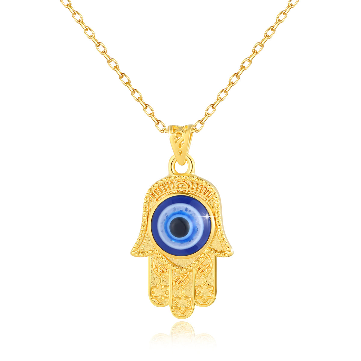 Szjinao 100% 18k Real Gold Evil Eye Necklace Hand Luxury Design With K Gold Cer image 0