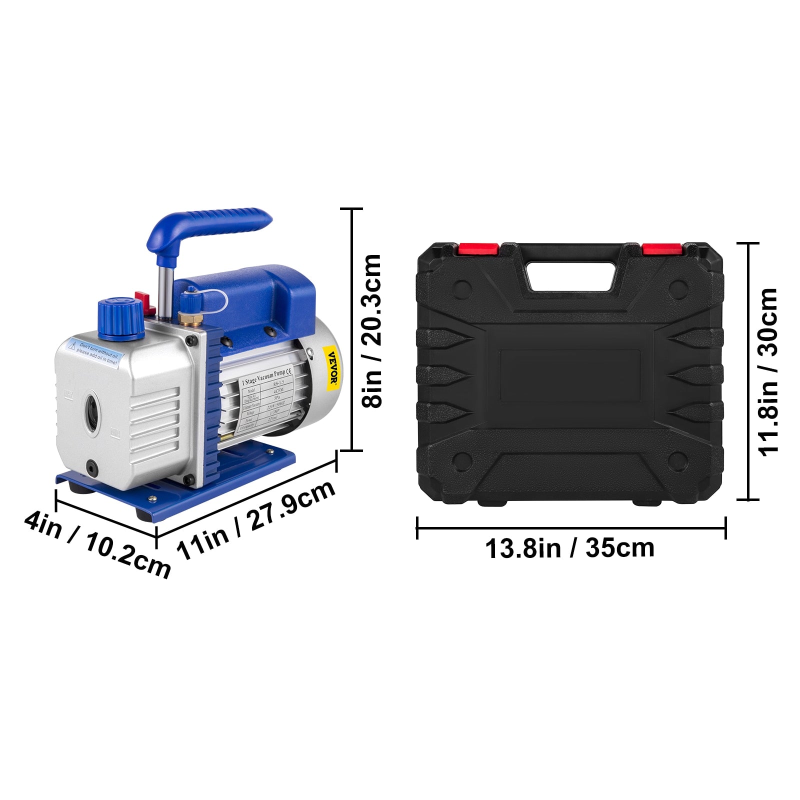 VEVOR 1.8-4.8CFM Refrigerant Vacuum Pump Kits HVAC Refrigeration 1/3 1/4 HP wit image 3
