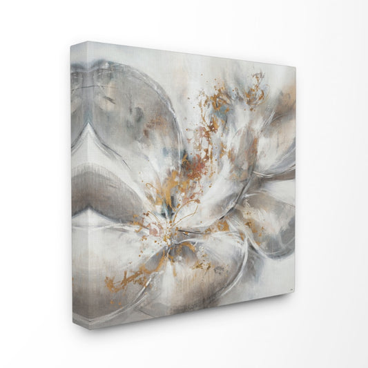 Stupell Industries Abstract Flower Bloom Gray Gold Painting Canvas Wall Art By image 0