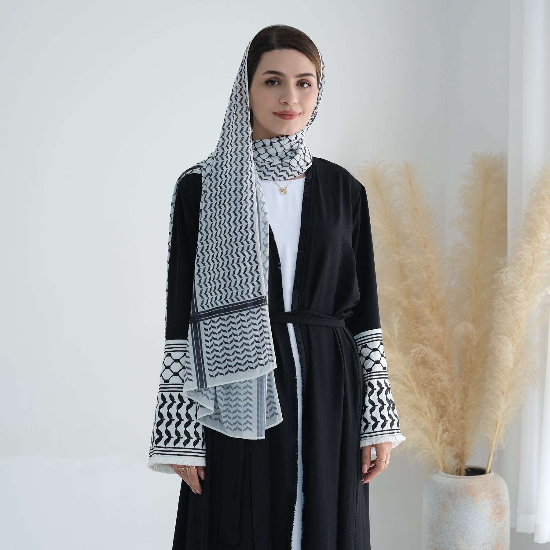 Embroidery Cardigan Women Islamic Clothing High Quality Trend Abaya Palestinian image 2