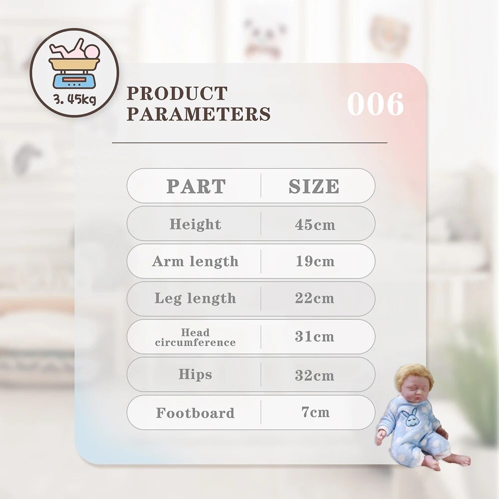17.7 " Reborn Baby Doll Girl  Realistic Newborn Dolls Christmas Handmade Gifts image 8