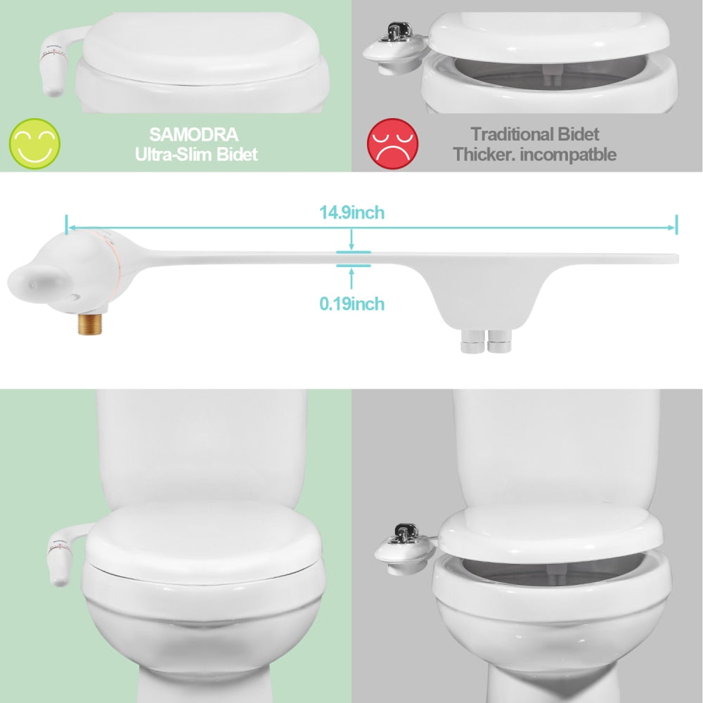 SAMODRA Rose Gold Toilet Bidet Ultra-Slim Bidet Toilet Seat Attachment With image 2