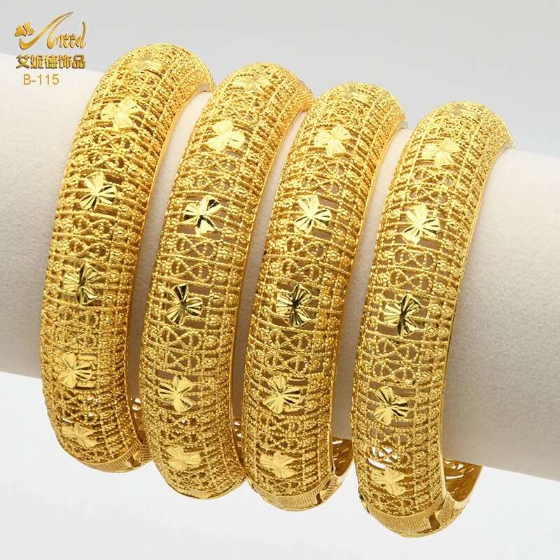 ANIID Dubai Bangles 24K Gold Color African Bracelet For Women Wholesale Designe image 5