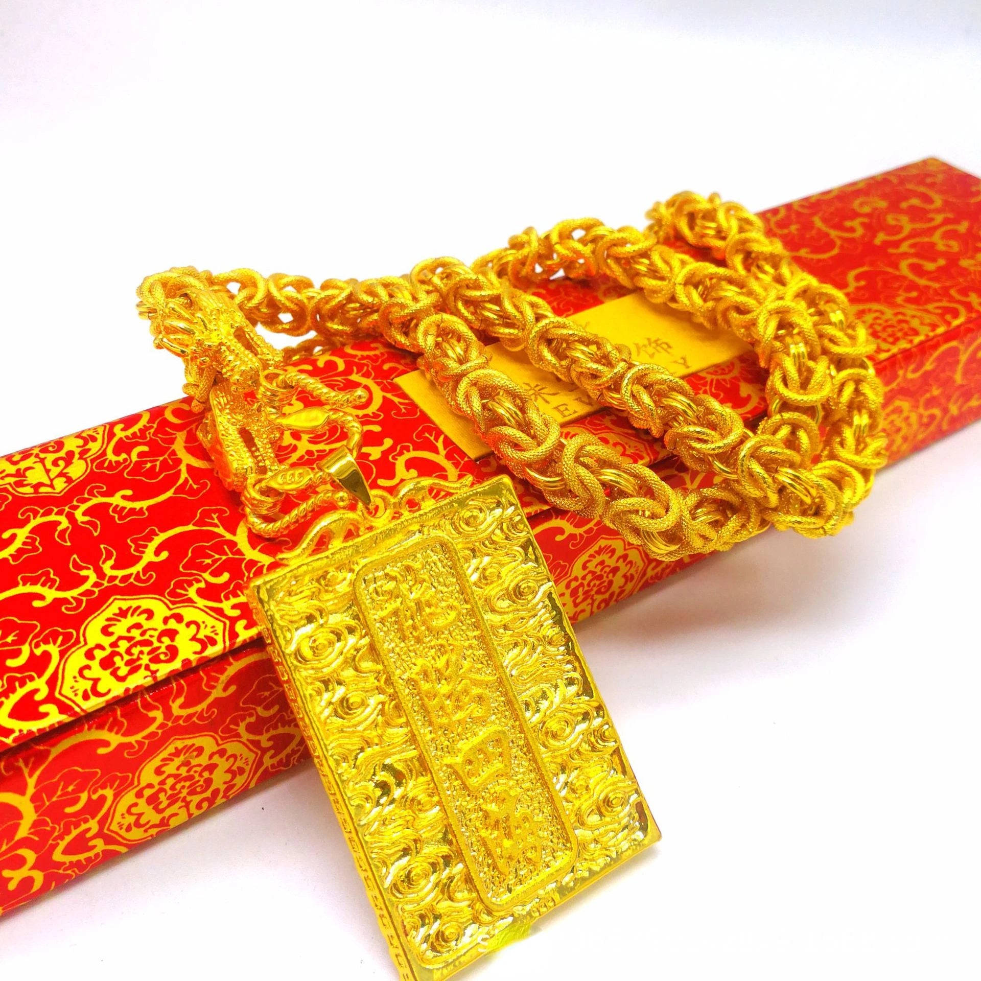 14k Gold Color Square Pendant Necklaces Shiny Choker Snake Chain Exquisite Neck image 4