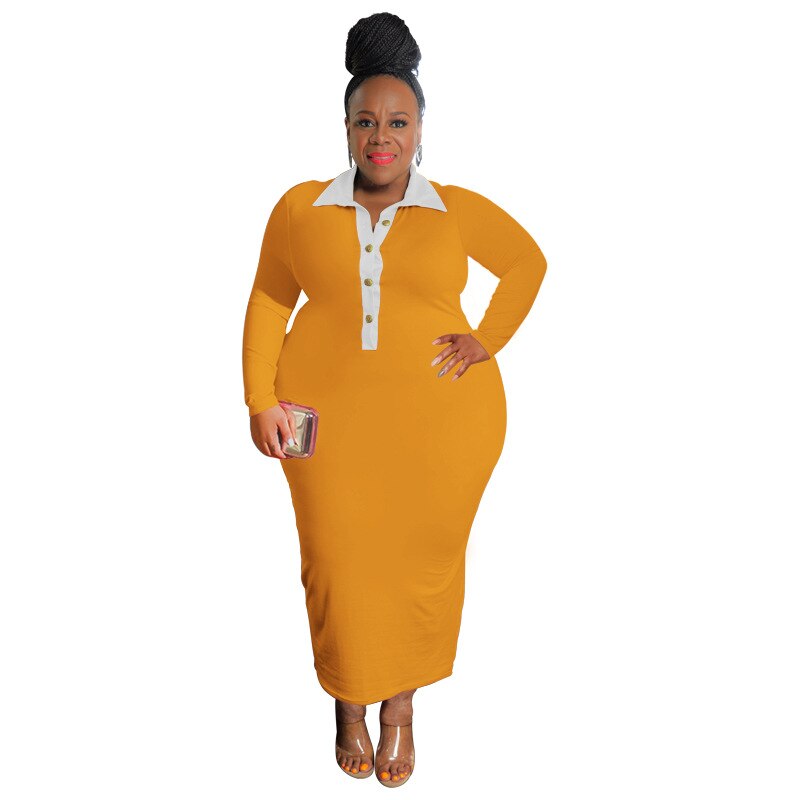 Patchwork Plus Size Dresses African Casual Women's Long Sleeve Bodycon Clubwear  image 10