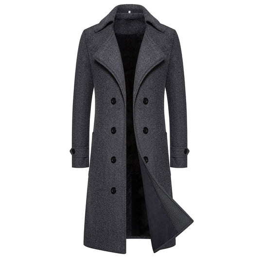 Spring Long Woolen Coats Men Fashion Double Breasted Trench Coats Autumn Turn D image 0