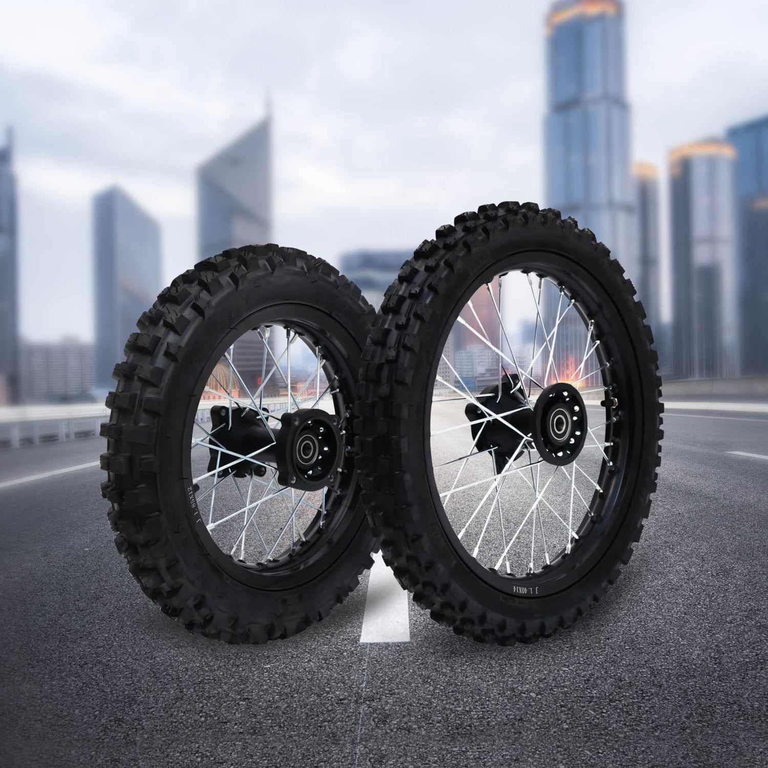 Motorbike Front Rear Wheel Kit for 50CC 70CC 90CC Dirt Bike Pit Bike Monkey Bik image 0