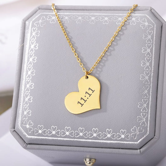 Lucky Angel Number 1111 Necklaces For Women Gold Color Stainless Steel image 0
