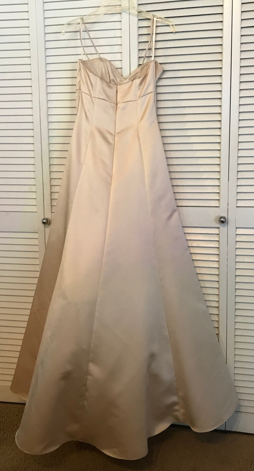 Watters & Watters Women Satin Silky Beige Sleeveless Full-Length Size 6 image 1