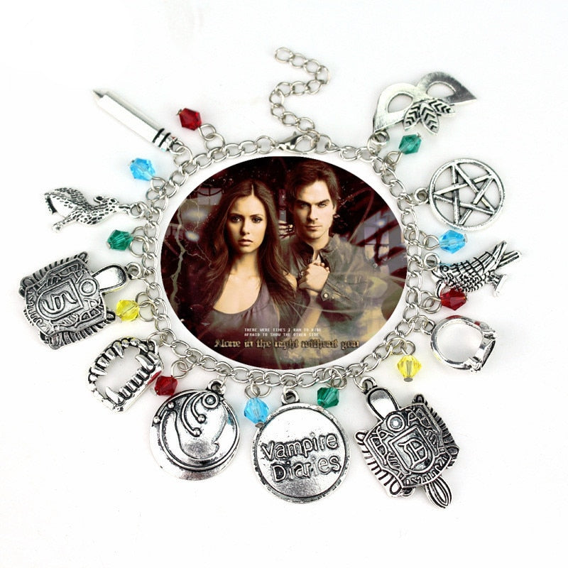 TV The Vampire Diaries Pendants Bangle Bracelet Mask Pentagram Link Chain image 5
