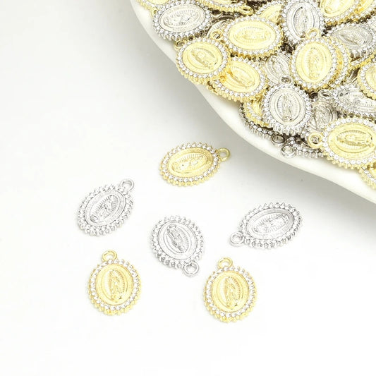 10pcs Crystal Rhinestones Virgin Mary Oval Charms Religious Jewelry Making Acce image 0