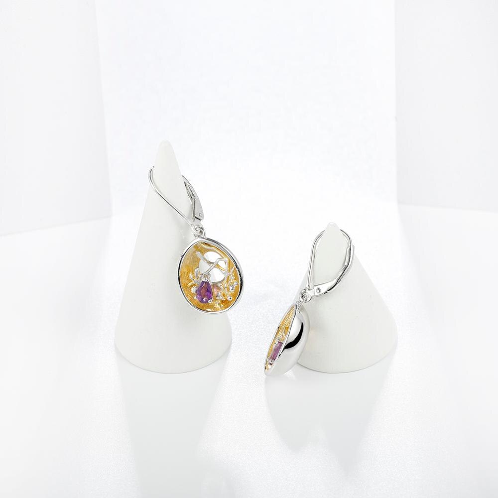 GEM'S BALLET 18k gold over 925 silver two tone Handmade Branch bud Natural Swis image 5