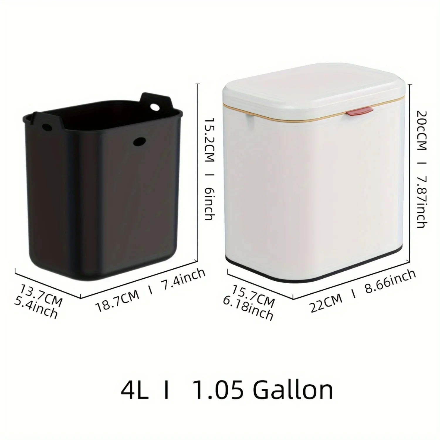 4L Stainless Steel Hanging Waste Bin with Lid - Wall Mounted Trash Can for Kitc image 5