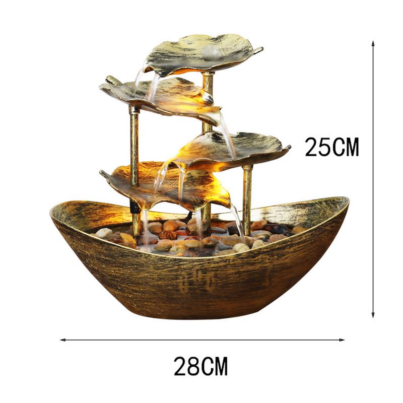 Tabletop Fountain Waterfall Fountain For Indoor Decor Water Over Sailing Lotus image 8