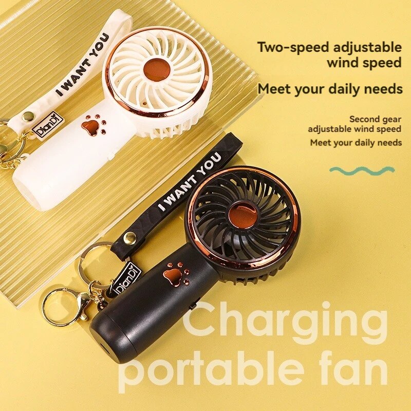2024 Summer New Mini Mini Fan Cute Cartoon Portable Charging USB Handheld Fan S image 3