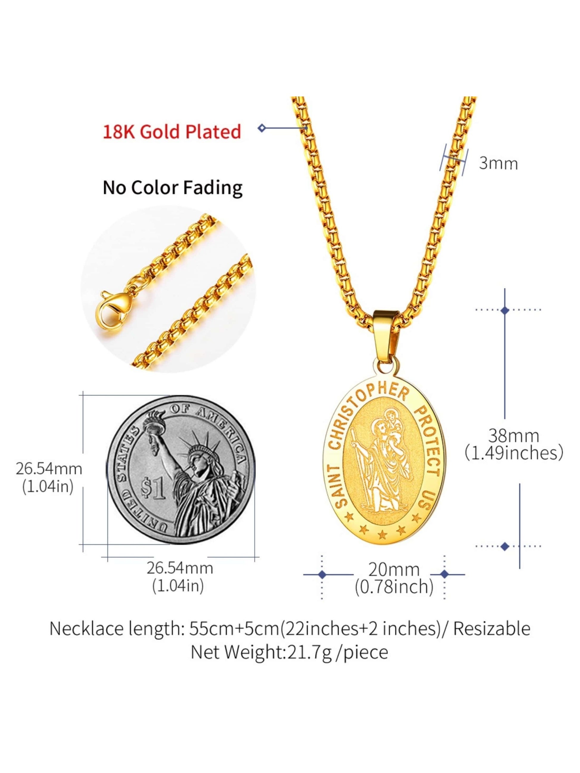 FaithHeart Saint Christopher Necklace for Men Women Stainless Steel/Gold/Black  image 5