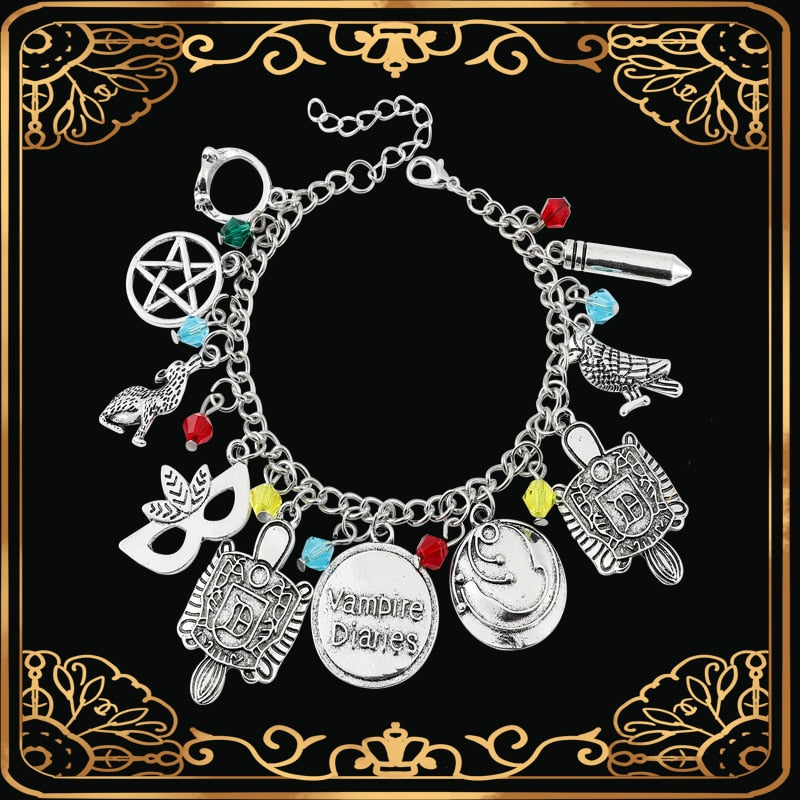 TV The Vampire Diaries Pendants Bangle Bracelet Mask Pentagram Link Chain image 2