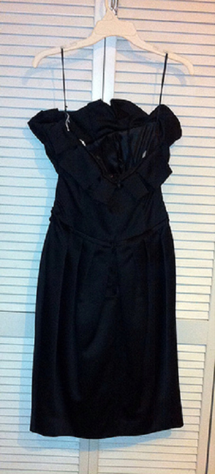 Victor Costa Women Satin Black Folding-Bust-Line Sleeveless Full-Length Size 6 image 1