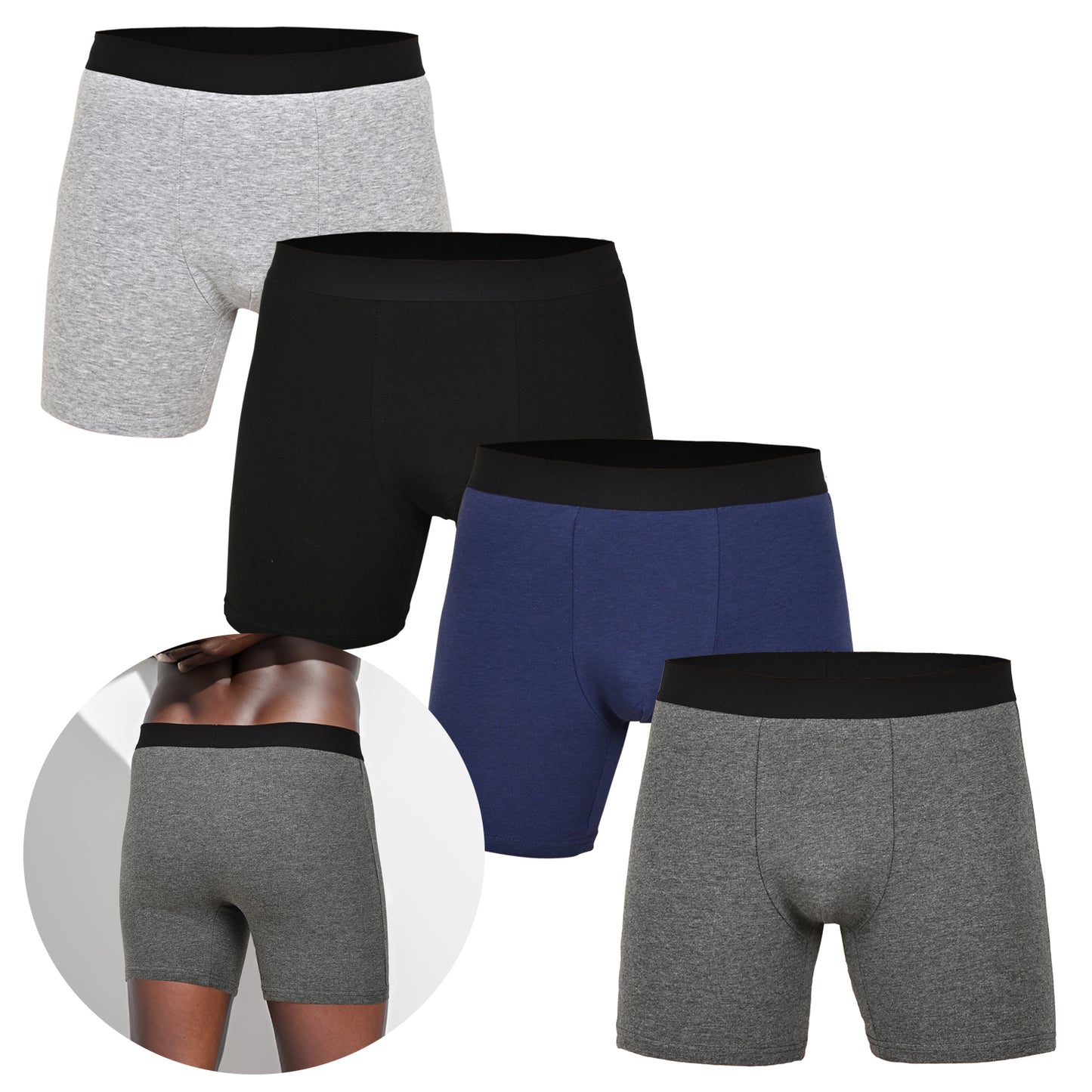 4pcs Pack Mid-Long Boxer Shorts Men Underwear Cotton Male Underpants for Men Se image 6