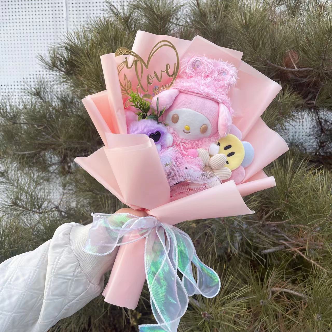 Kawaii Hello Kitty Cat Plush Dolls  Rose Soap Flowers Bouquet Christmas Valenti image 17