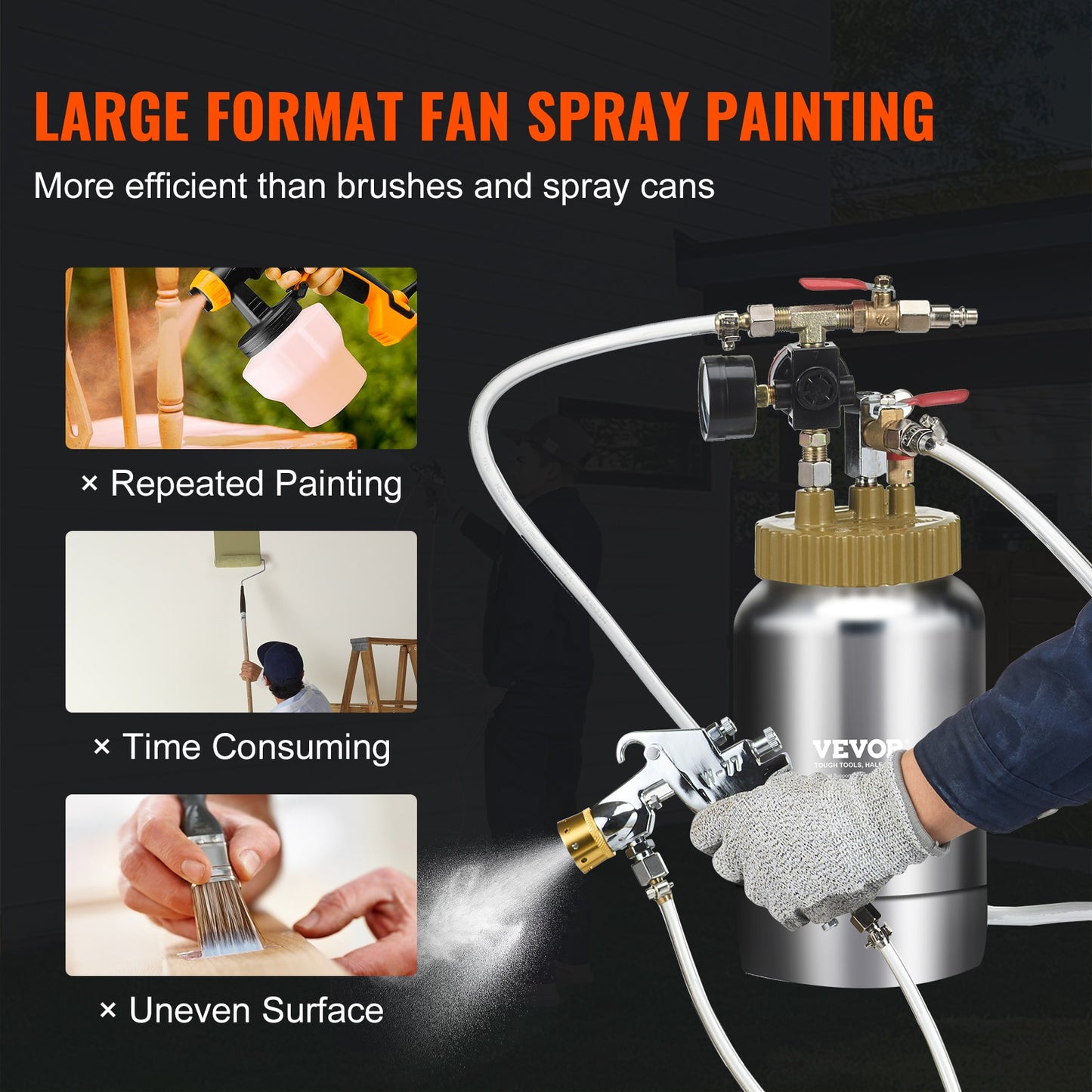 VEVOR 2L/0.5gal Spray Paint Pressure Pot Tank Lightweight Air Paint Pressure Po image 3