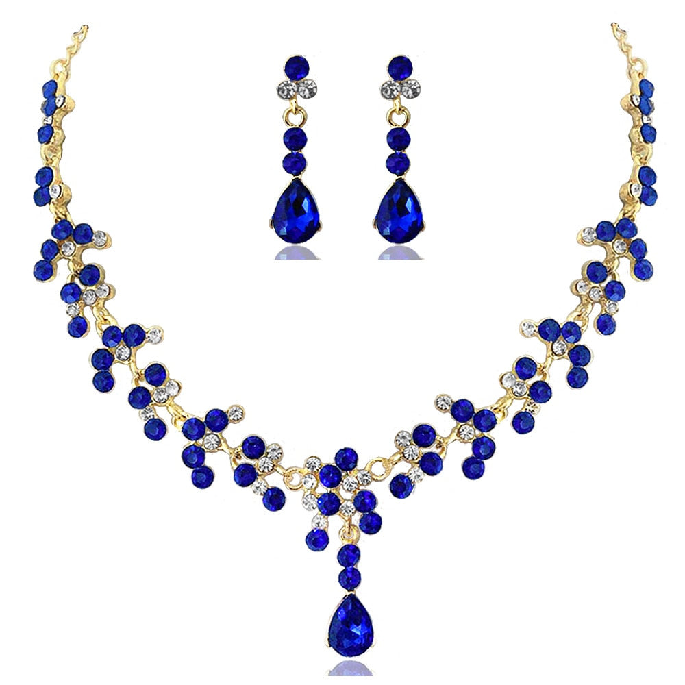 KMVEXO Crystal Bridal Wedding Jewelry Sets Women Gold Color Rhinestone Necklace image 4