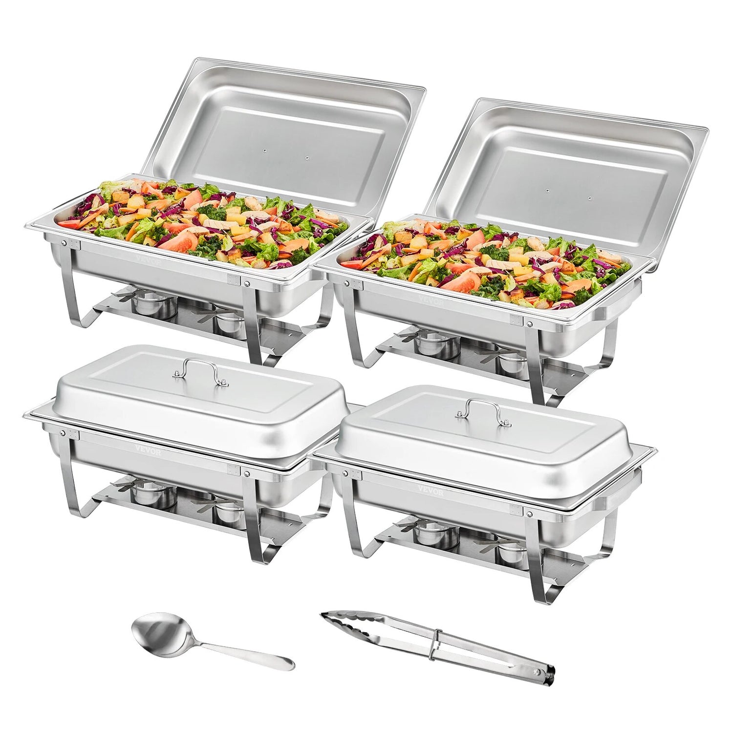 VEVOR 8QT Rectangle Chafing Dish 2/4/6 Packs w/ Full Size Pans Buffet Catering image 0