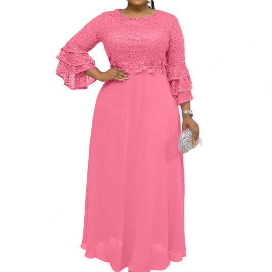 African Party Dresses for Women 2023 New Fashion Dashiki Ankara Lace Wedding Go image 0
