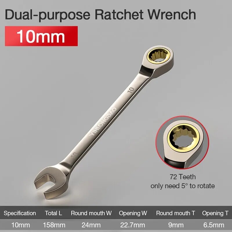 1Pc Key Wrench Flexible Golden Ratchet Wrenches Torque Universal Spanners for C image 3
