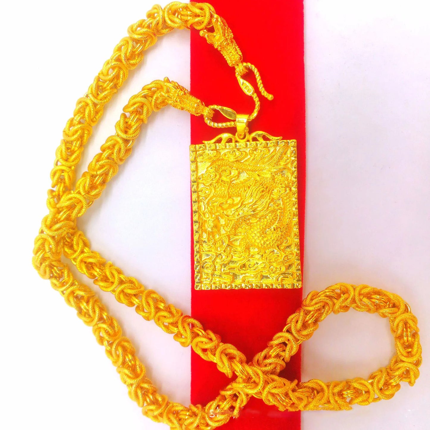 14k Gold Color Square Pendant Necklaces Shiny Choker Snake Chain Exquisite Neck image 1
