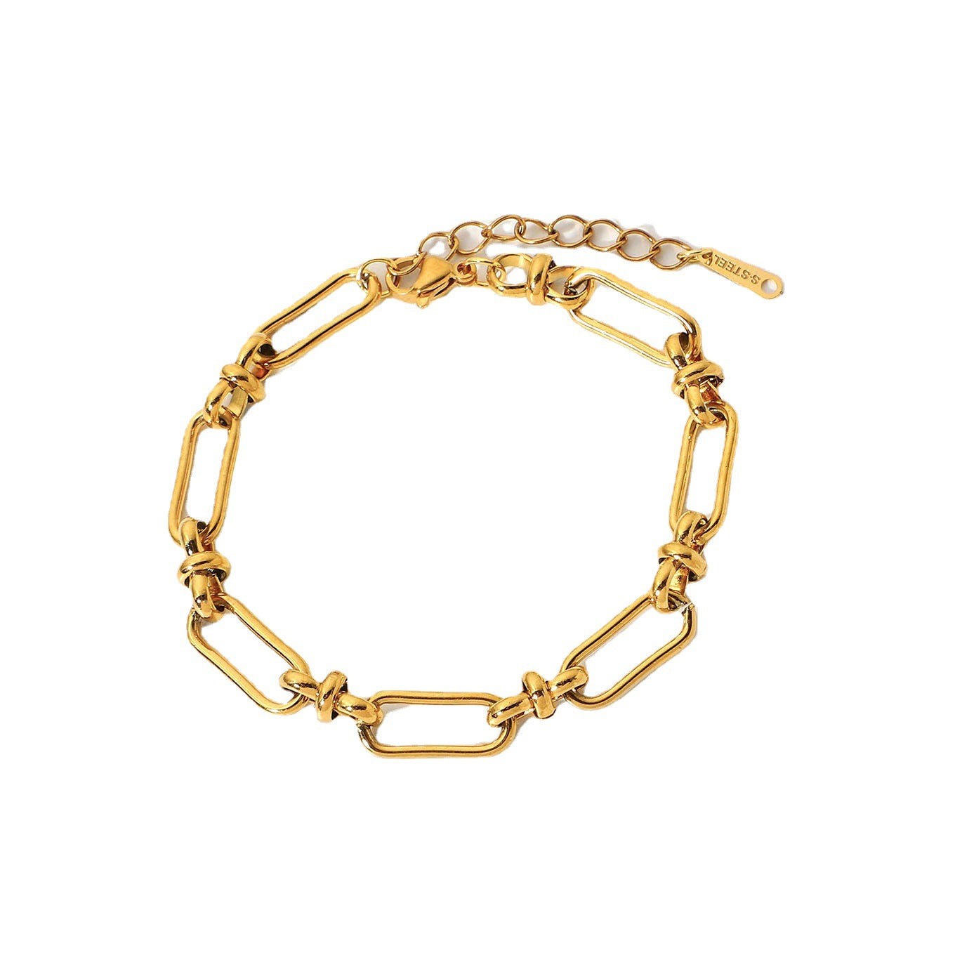 Stainless Steel PVD 18K Gold Plated Tarnish Waterproof Knot Chian Bracelet  For image 6