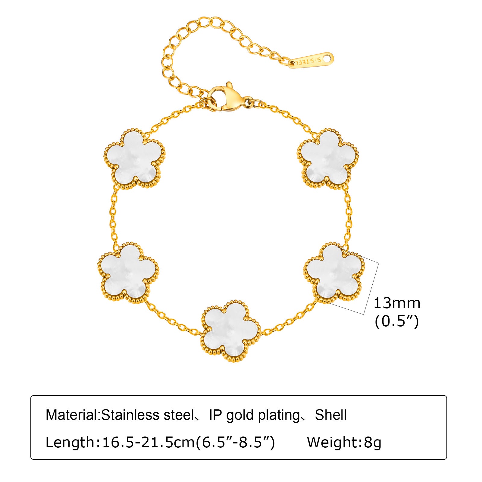 Cubic Zirconia Clover Bracelet for Women18k Gold Plated Link Statement Jewelry image 1
