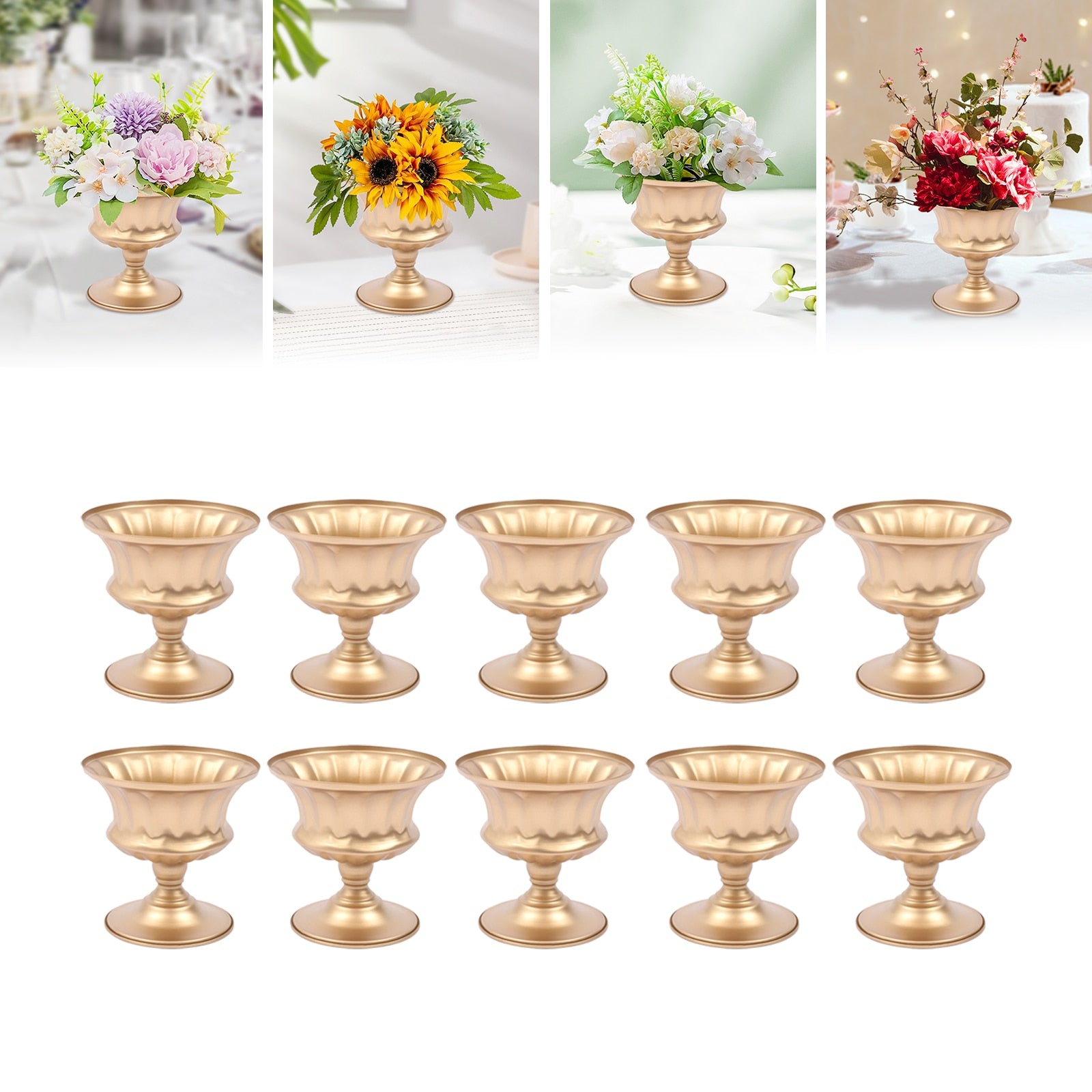Metal Vase Table Decorative Flower Display Round Bowl Centrepiece Home Art Vase image 3