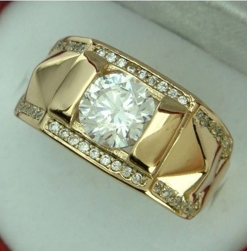 1pcs Luxury Women Ring Metal Carving Gold Color Inlaid Zircon Stones Couple Rin image 6